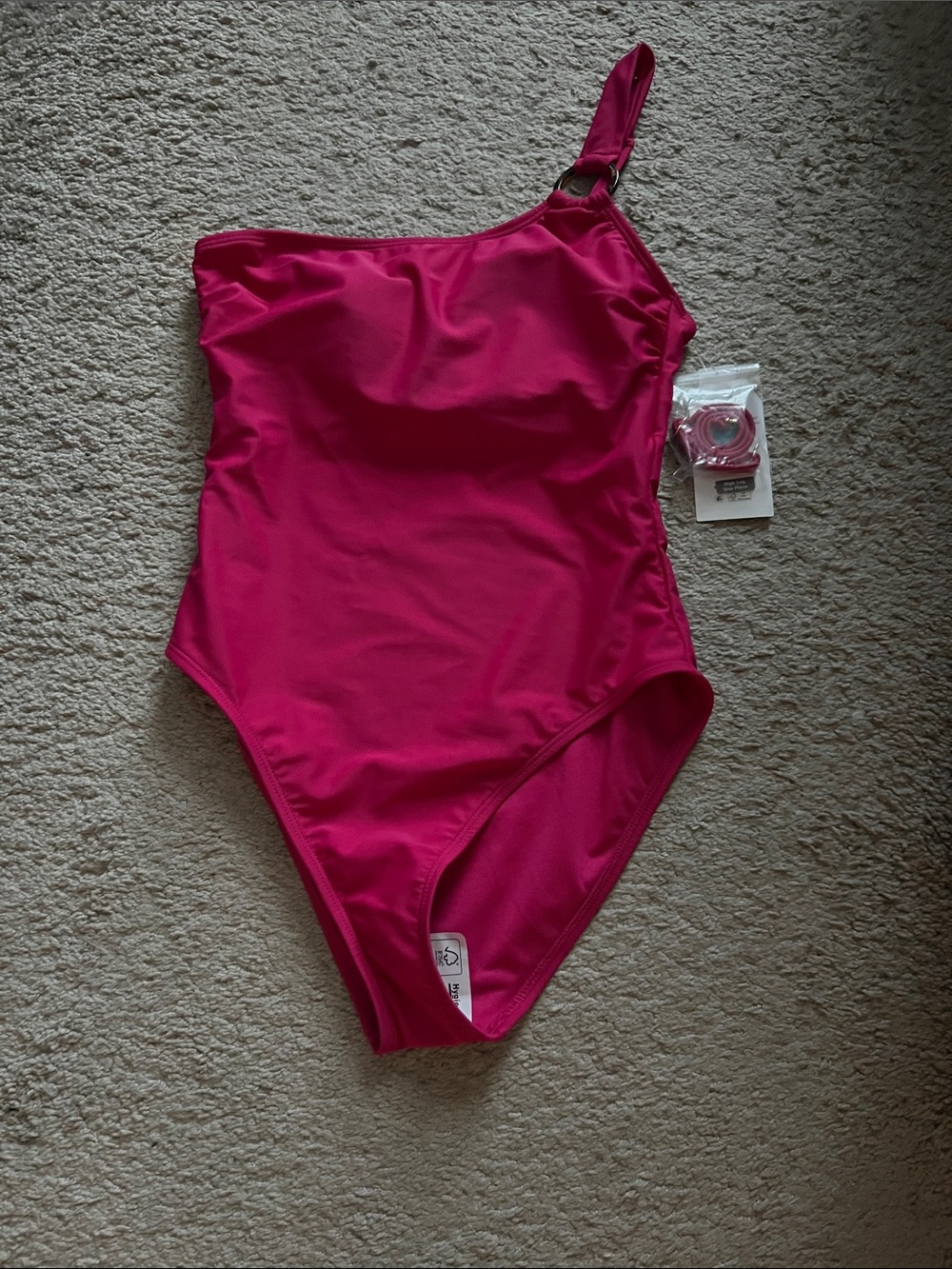 Time and Tru One-Shoulder Hot Pink One-Piece Swimsuit